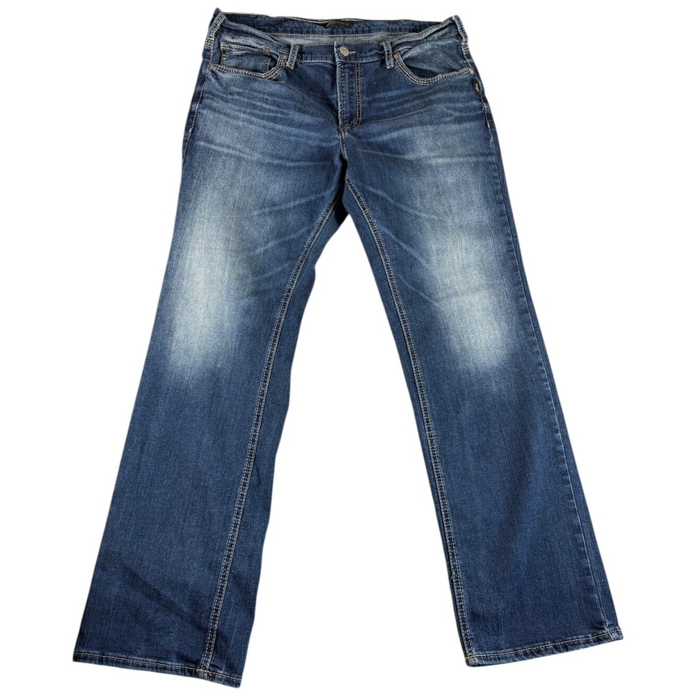 Silver Jeans Co. Jeans Mens 36x34 Blue Denim Eddie Relaxed Tapered M12810EKC348